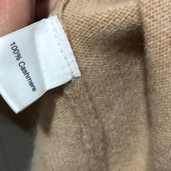 Saks Fifth Avenue Black Label tan 100% cashmere V-neck pullover size L - Picture 4 of 4